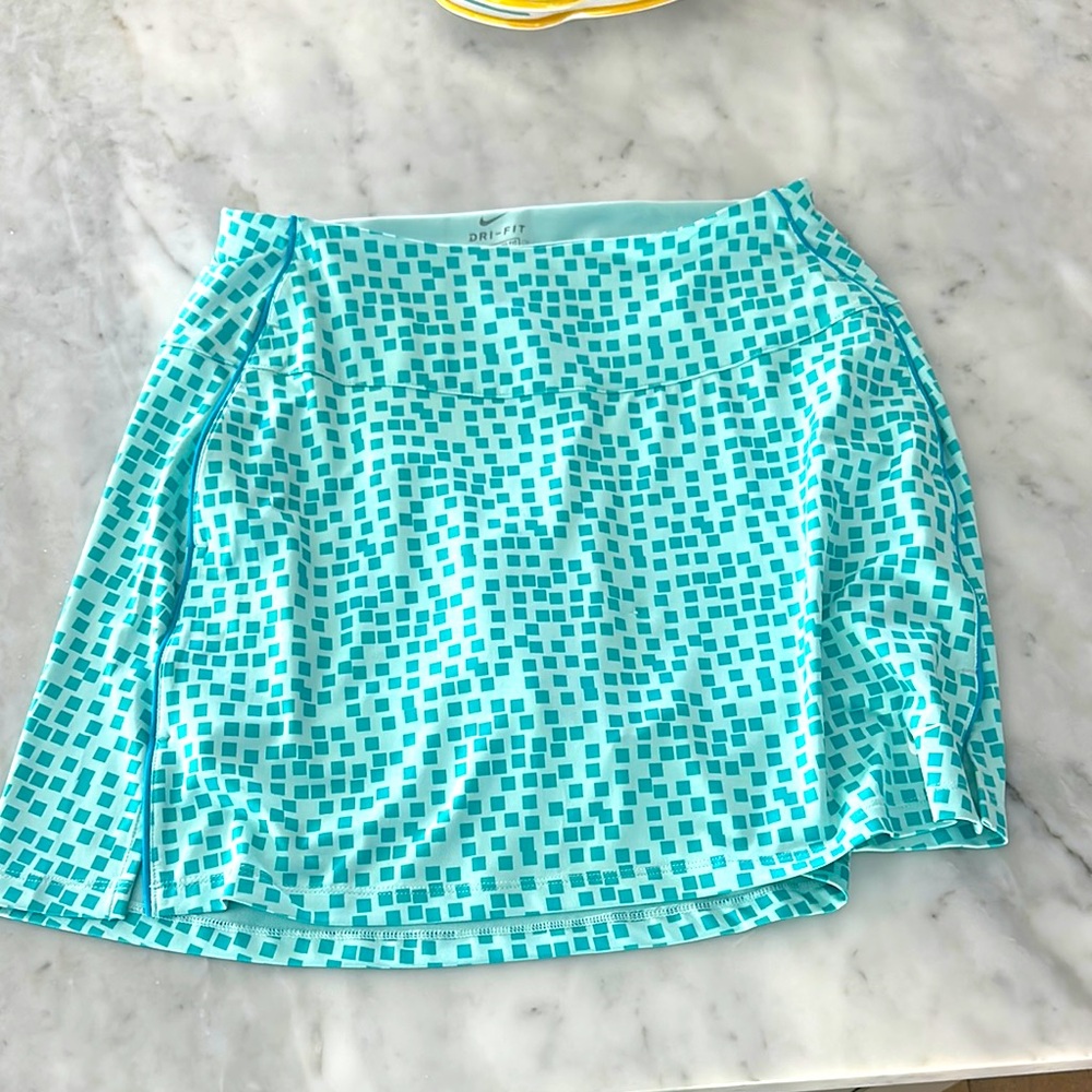 Nike dri fit with built in compression shorts Blue Patterned Women's Skirt